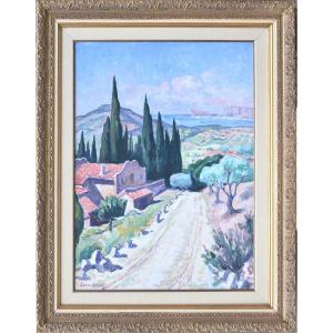 Jean-pierre Julien "the Eagle's Beak At La Ciotat" Oil On Cardboard 64x48